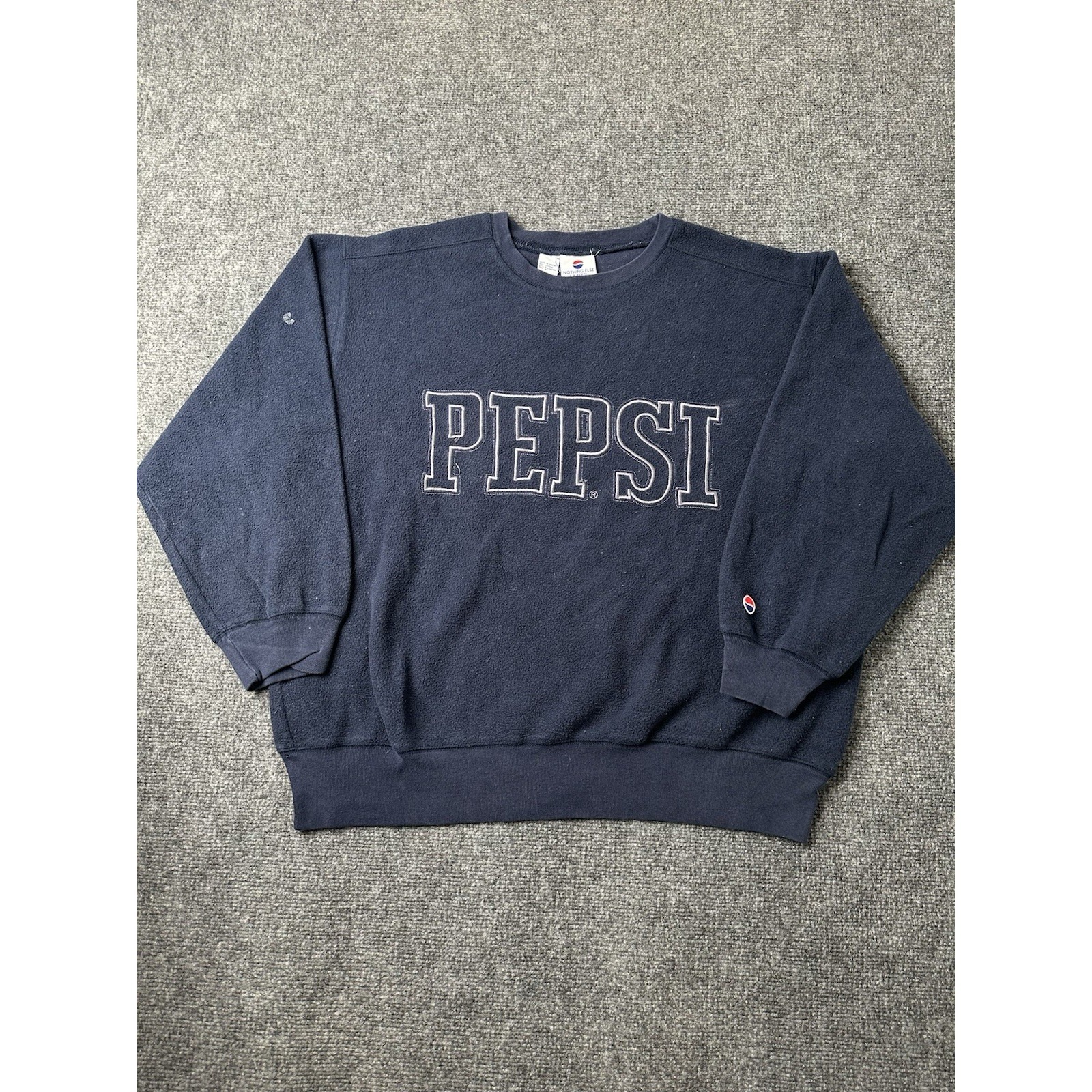 Mens Pepsi Spellout Fleece Sweatshirt Navy Made In Macau Size L